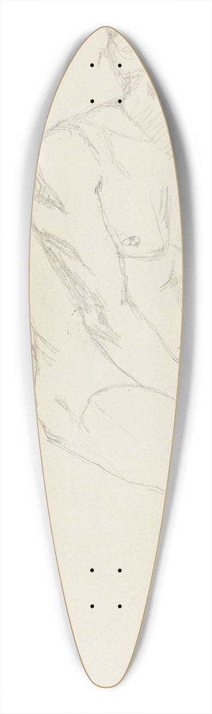 Adolf Sternschuss - akt siedzcego mczyzny trzymajcego do na udzie 39.3 inch art pintail longboard deck