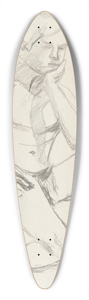 Adolf Sternschuss - akt siedzcego modego mczyzny podpierajcego twarz doni 39.3 inch art pintail longboard deck