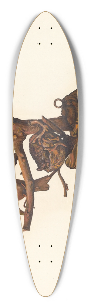 Adolph Beilin - Carved Bird and Nest 39.3 inch art pintail longboard deck