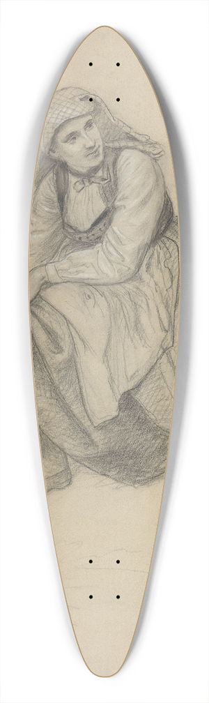 Adolph Tidemand - Sittende kvinne som tar av seg skoen 39.3 inch art pintail longboard deck