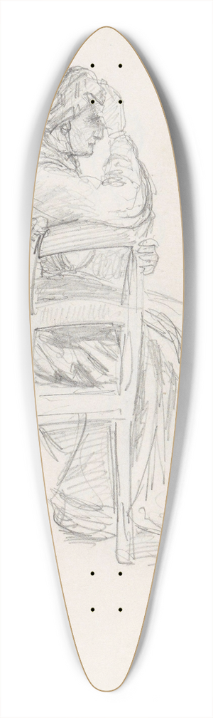 Adolph Tidemand - Sitting woman 39.3 inch art pintail longboard deck