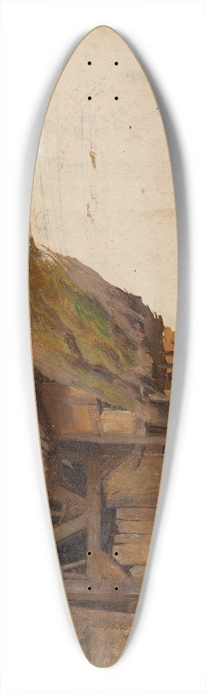 Adolph Tidemand - Study of an old Farm 39.3 inch art pintail longboard deck