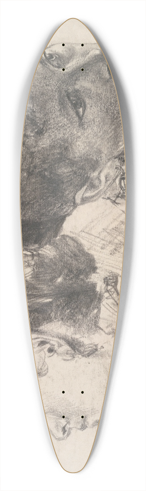 Adolph von Menzel - Studies of a Young Woman 39.3 inch art pintail longboard deck