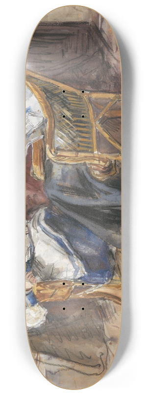 Barbara Elisabeth van Houten - Handwerkende dame en lezend meisje in rieten stoelen gezeten, in het huis aan de Riouwstraat 6, te Den Haag 8.25 inch art skate deck