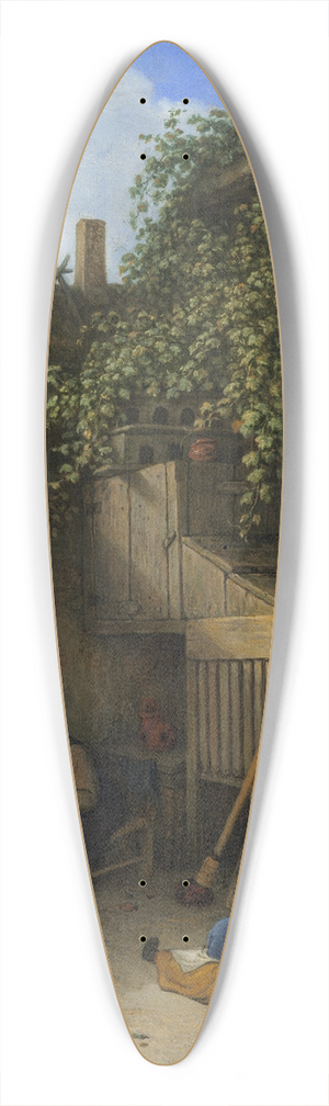 Adriaen van Ostade - The Cottage Dooryard 39.3 inch art pintail longboard deck