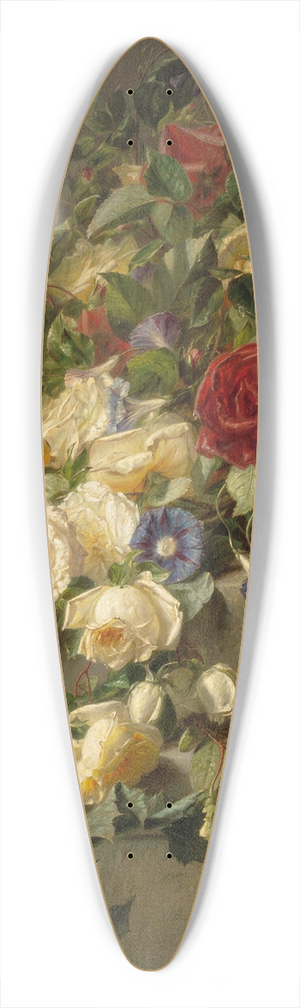 Adriana Johanna Haanen - Bloeiende rozen over een oude balustrade 39.3 inch art pintail longboard deck