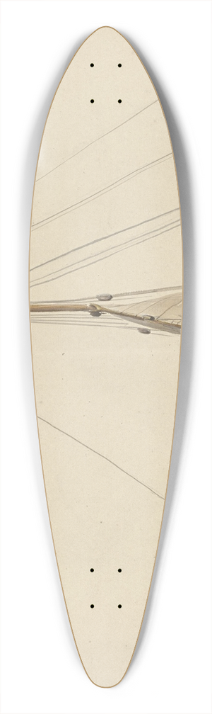 Adrianus Eversen - Twee mannen werkend op een platbodem met gestreken zeilen 39.3 inch art pintail longboard deck