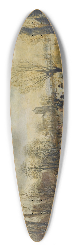 Aert van der Neer - A Winter Landscape With Villagers Skating And Playing Kolf On A Frozen Canal, A Village Beyond 39.3 inch art pintail longboard deck