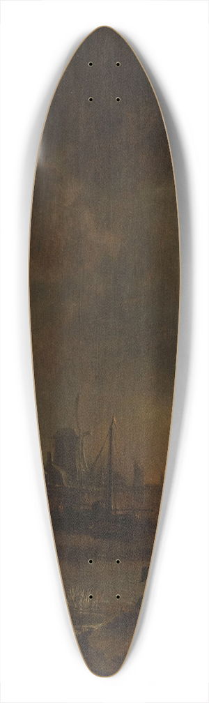 Aert van der Neer - Fishing at night 39.3 inch art pintail longboard deck