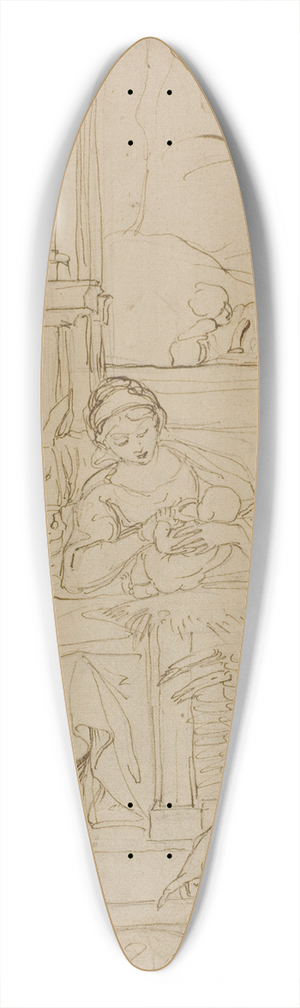 After Agostino Carracci - Adoration of the Shepherds 39.3 inch art pintail longboard deck