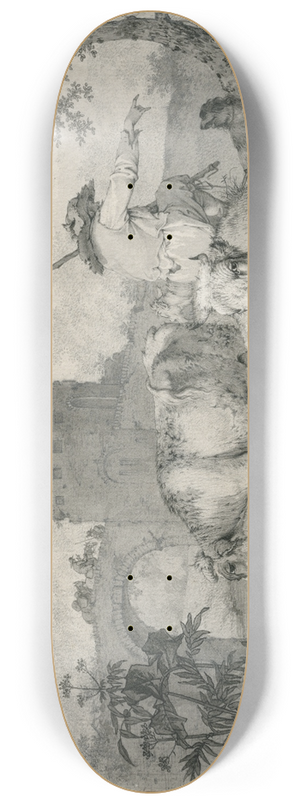 Barend Hendrik Thier - Shepherd with cattle in front of ruins 8.25 inch art skate deck