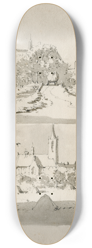 Barend Hendrik Thier - Twee dorpsgezichten 8.25 inch art skate deck