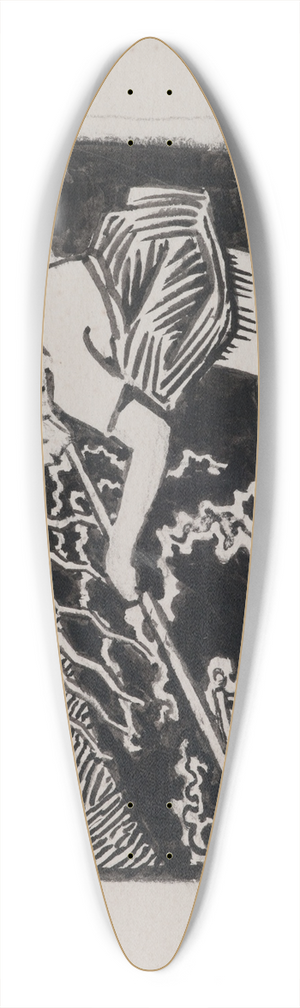 Akseli Gallen-Kallela - Koru-Kalevala, The Illustrated Kalevala, Lemminkinens Mother drags his son from Tuonela river 39.3 inch art pintail longboard deck