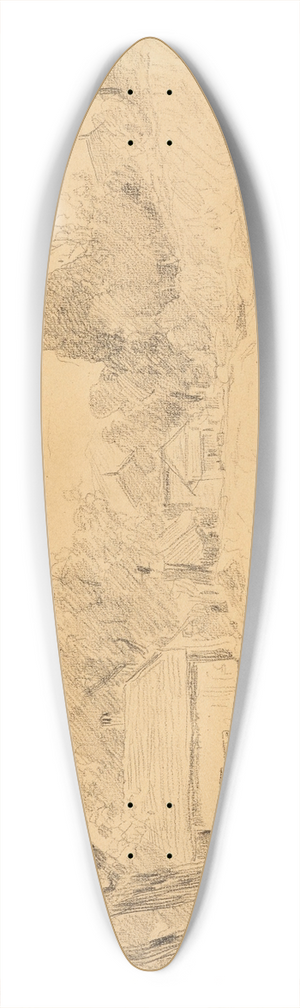 Albert Anker - Sketch of a village street 39.3 inch art pintail longboard deck
