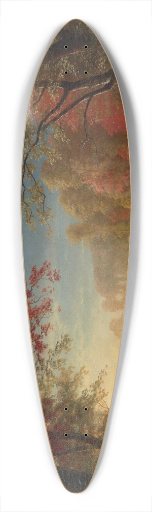 Albert Bierstadt - Indian Sunset, Deer by aLake 39.3 inch art pintail longboard deck Albert Bierstadt - Indian Sunset, Deer by aLake 39.3 inch art pintail longboard deck