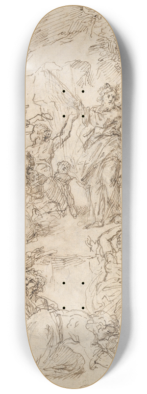 Bartholomaeus Ignaz Weiss - Moses striking water from a rock 8.25 inch art skate deck