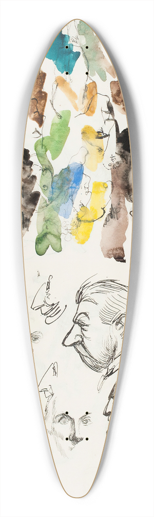Albert Edelfelt - Caricatures 39.3 inch art pintail longboard deck