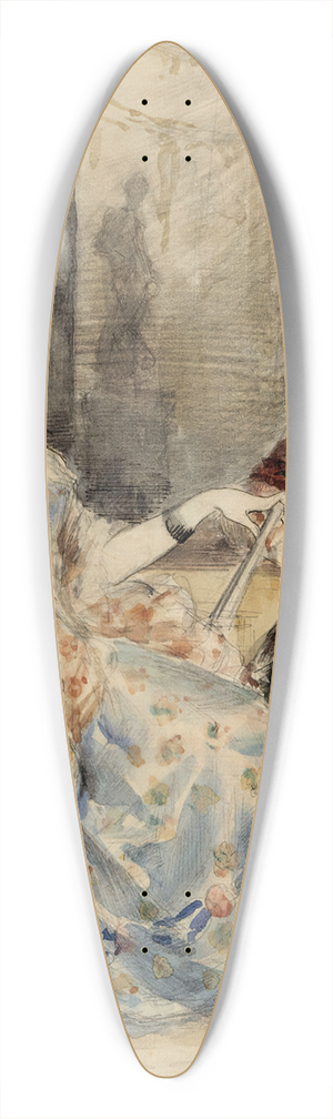 Albert Edelfelt - Couple Having a Conversation, Rococo Attire 39.3 inch art pintail longboard deck