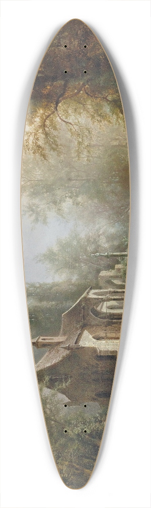 Albert Rieger - A Moonlit Night Over A Chapel And Riders 39.3 inch art pintail longboard deck