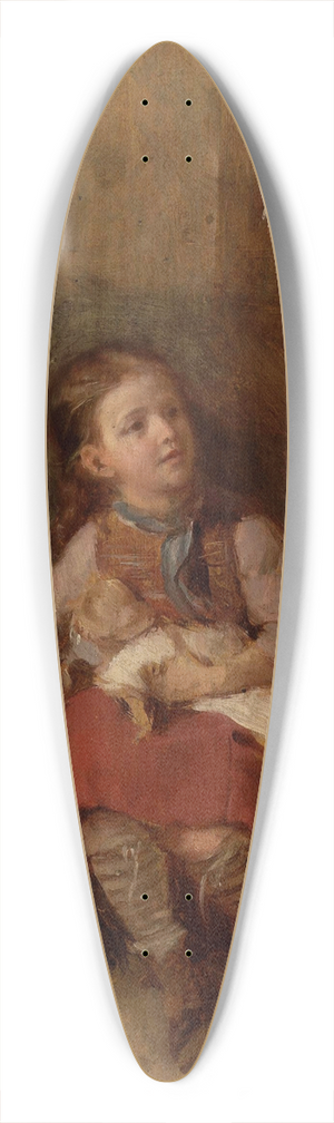 Aleksander Kotsis - Girl with a doll 39.3 inch art pintail longboard deck