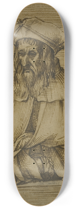 Bartolomeo Passarotti - Half-Length Sketch of a Gentleman Wearing Hat and Cape 8.25 inch art skate deck Bartolomeo Passarotti - Half-Length Sketch of a Gentleman Wearing Hat and Cape 8.25 inch art skate deck
