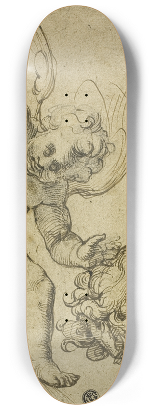 Bartolomeo Passarotti - Kneeling Putto Holding a Head 8.25 inch art skate deck