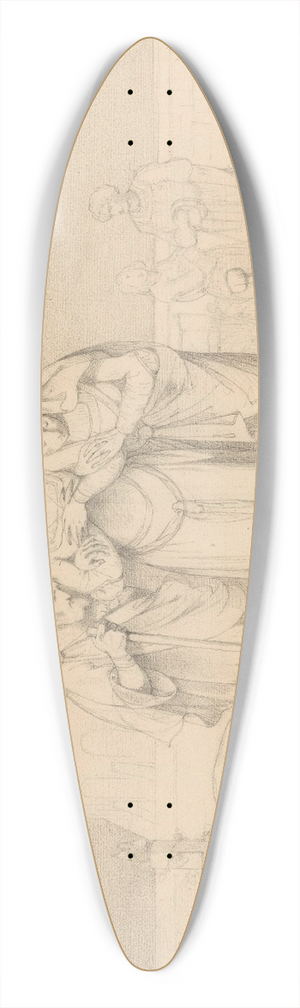 Alexander Hugo Bakker Korff - Scne uit een middeleeuws verhaal; de ouders en vrouw van de overledene rond het nog open graf 39.3 inch art pintail longboard deck