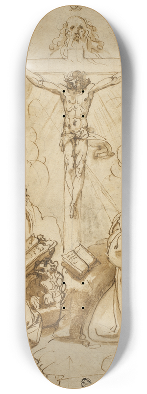 Bartolomeo Passarotti - Saints Jerome and Francis of Assisi Adoring the Trinity 8.25 inch art skate deck