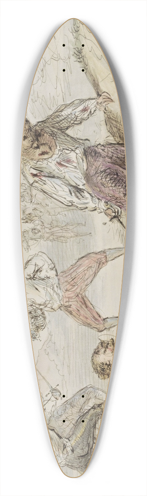Alexander Ver Huell - Landschap met duellerende mannen 39.3 inch art pintail longboard deck