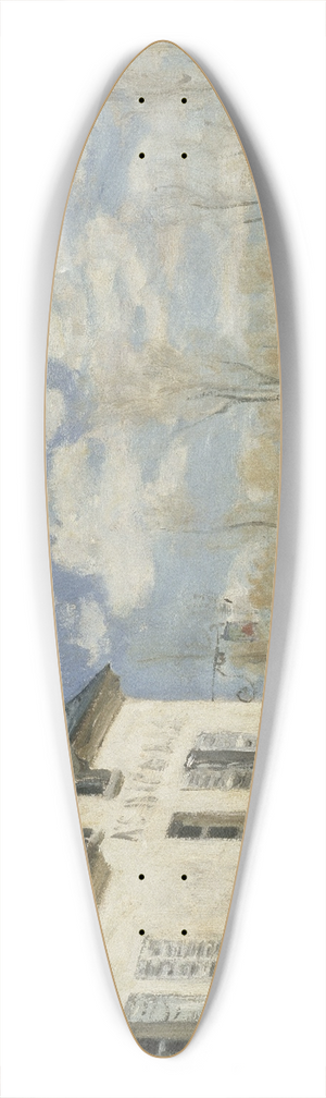 Alfred Sisley - Boat in the Flood at Port Marly 39.3 inch art pintail longboard deck Alfred Sisley - Boat in the Flood at Port Marly 39.3 inch art pintail longboard deck