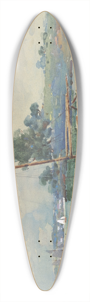 Alfred Walsh - Seascape with boat 39.3 inch art pintail longboard deck