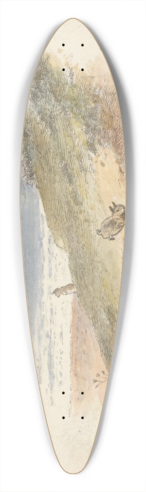 Alfred W. Cooper - Rabbits (tail piece) 39.3 inch art pintail longboard deck