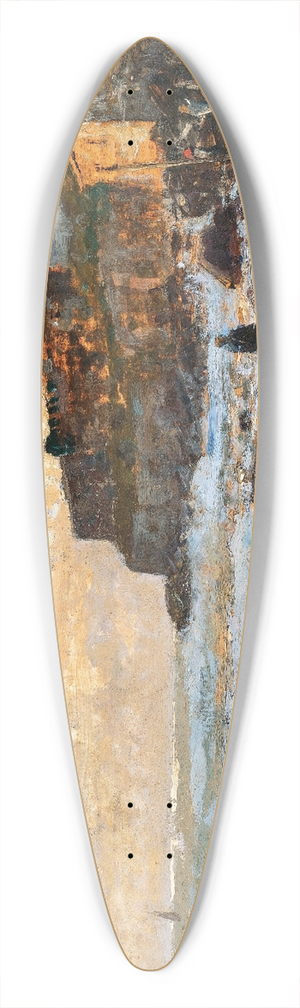 Alfred Zoff - A Fishing Boat on the Beach at Sunset 39.3 inch art pintail longboard deck