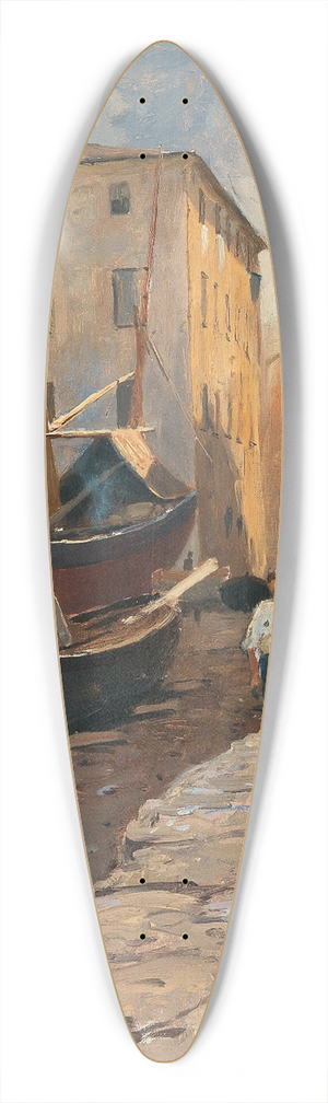 Alfred Zoff - A harbour on the Riviera 39.3 inch art pintail longboard deck