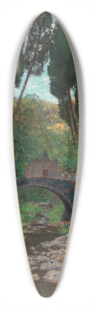 Alfred Zoff - An Old Stone Bridge 39.3 inch art pintail longboard deck