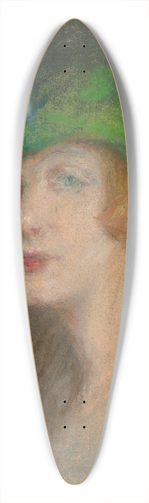 Alice Pike Barney - The Green Hat 39.3 inch art pintail longboard deck