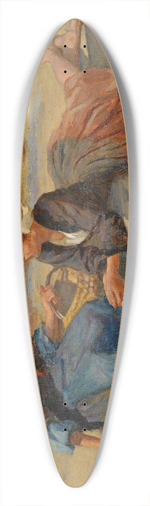 Aloysius O'Kelly - Breton Girls On a Beach 39.3 inch art pintail longboard deck