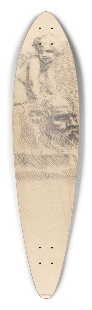 Alphonse Legros - Small Fountain, child Playing on the Grotesques (Petite fontaine, enfant qui joue surdes masques) 39.3 inch art pintail longboard deck