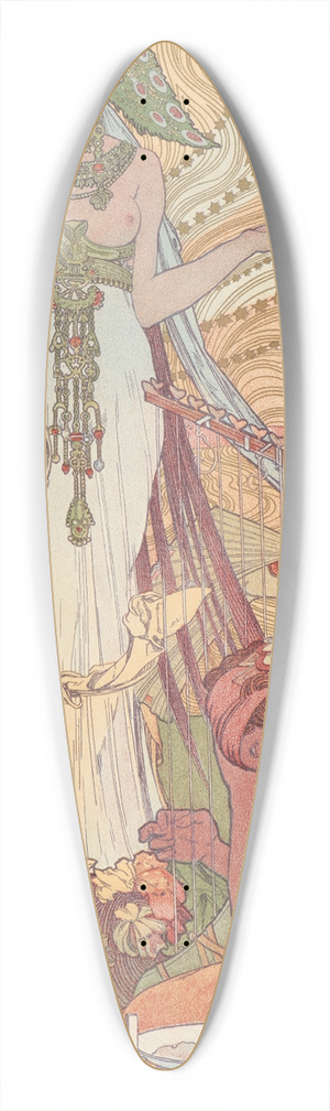 Alphonse Mucha - Incantation (Salammbo) 39.3 inch art pintail longboard deck