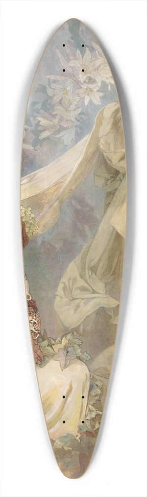 Alphonse Mucha - Madonna of the Lilies 39.3 inch art pintail longboard deck