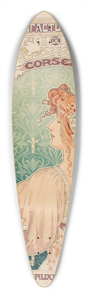 Alphonse Mucha - Manufacture Royale De Corsets 39.3 inch art pintail longboard deck