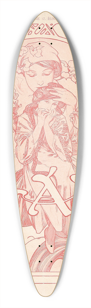 Alphonse Mucha - Mje 39.3 inch art pintail longboard deck