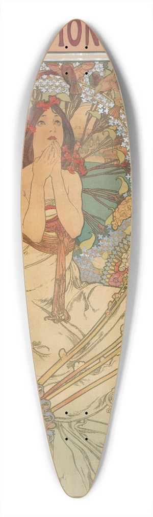 Alphonse Mucha - Monaco. Monte-Carlo 39.3 inch art pintail longboard deck