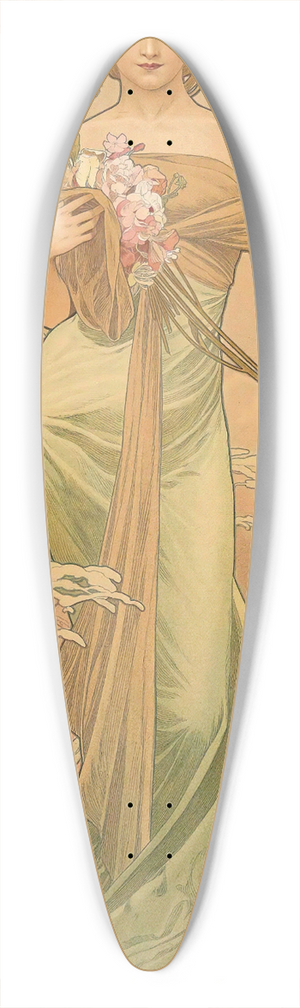 Alphonse Mucha - Spring 39.3 inch art pintail longboard deck