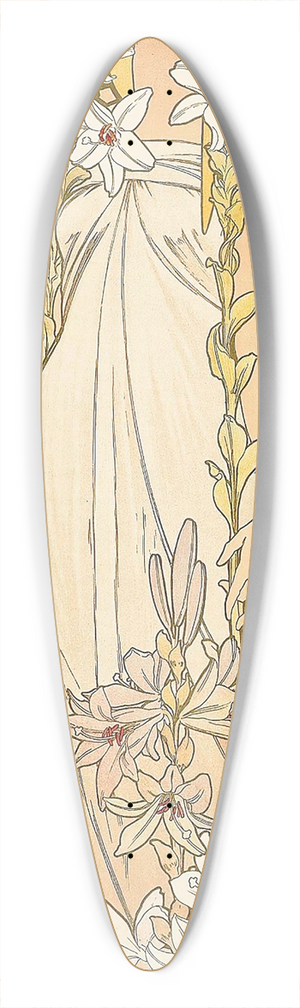 Alphonse Mucha - The Lily 39.3 inch art pintail longboard deck