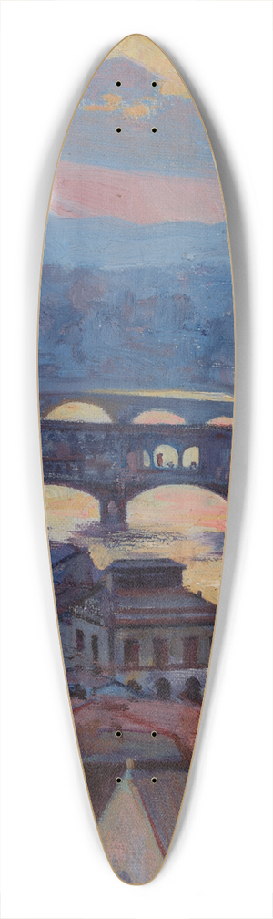 Ambroy Sabatowski - Sunset over Arno 39.3 inch art pintail longboard deck