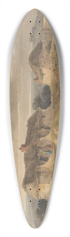 Amelia Long - Landscape with Thatched Buildings 39.3 inch art pintail longboard deck Amelia Long - Landscape with Thatched Buildings 39.3 inch art pintail longboard deck