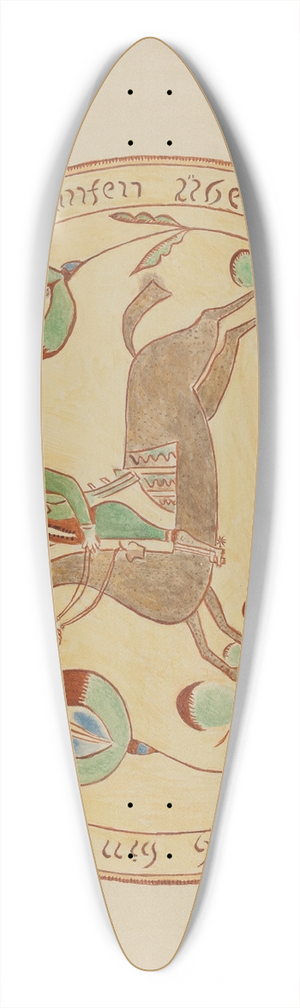 American 20th Century - Pa. German Plate 39.3 inch art pintail longboard deck