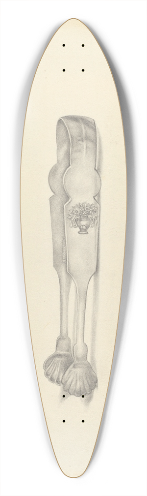 American 20th Century - Silver Sugar Tongs 39.3 inch art pintail longboard deck