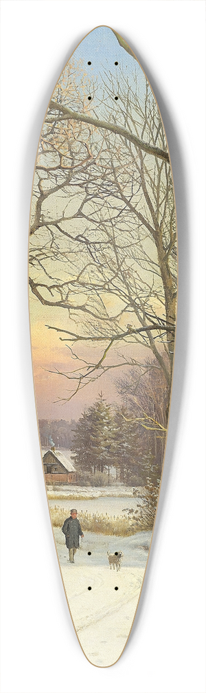 Anders Andersen-Lundby - Vinterdag i skoven, Nordsjlland. En mand lufter hunden 39.3 inch art pintail longboard deck